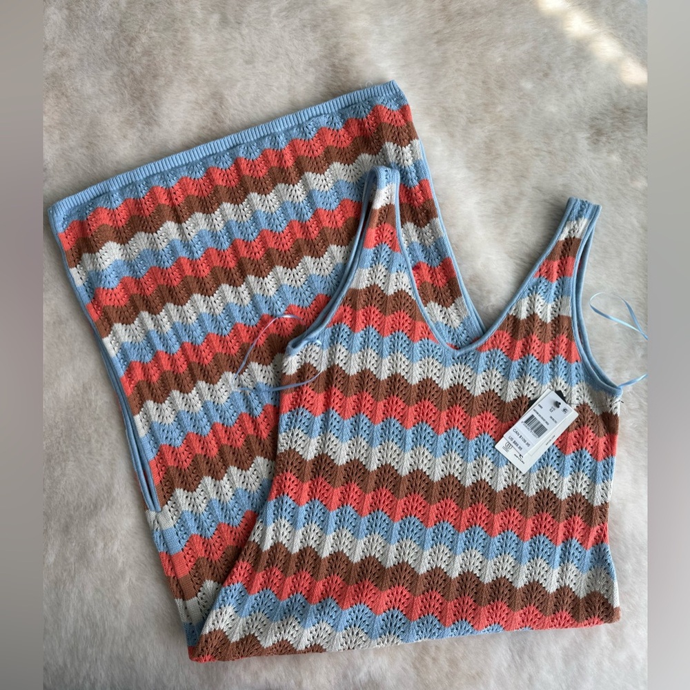 NEW! Rip Curl Santorini Sun Colorblock Crochet  Sleeveless Midi Dress Resortwear - Picture 3 of 7